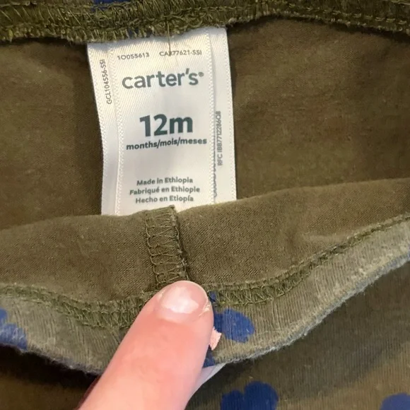 Carter's Olive and Blue Heart Leggings - Picture 2 of 12